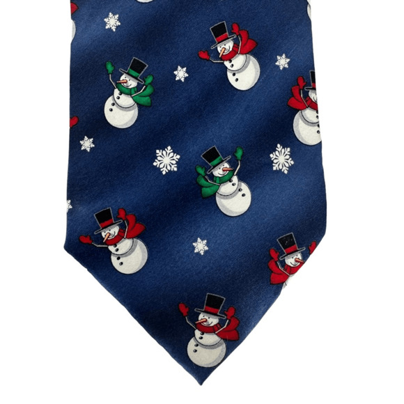 Holidays Other - Holidays  Christmas Snowman Dress-tie Tie Silk Hand Made Navy